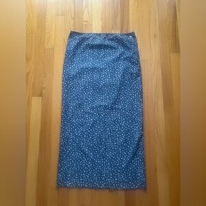 Blue floral midi skirt